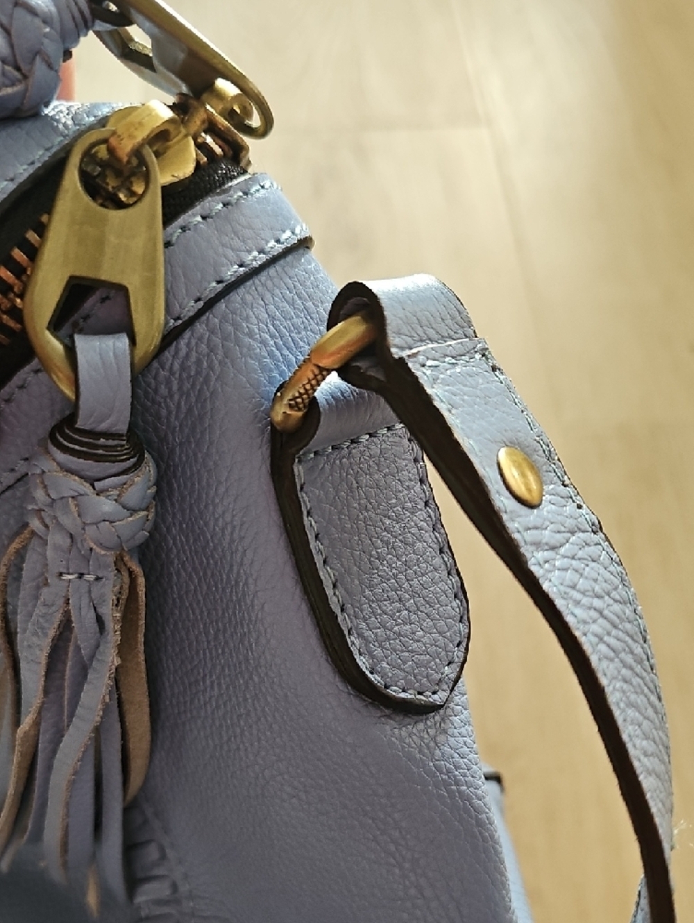 orYANY Light Blue Leather Tassel Crossbody Bag - Picture 15 of 15
